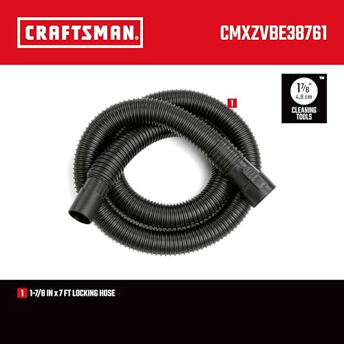 CRAFTSMAN CMXZVBE38761 1-7/8 in. x 7 ft. POS-I-LOCK Wet Dry Vac Hose Attachment, Industrial-Grade Shop Vacuum Replacement Hose, Fits Most Wet/Dry Vacuums with a 1-7/8 in. Diameter Hose