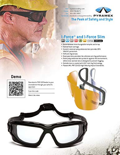Pyramex (1-Pair) I-Force Sporty Dual Pane Anti-Fog Goggle, Black Frame/Gray Anti-Fog Lens (SB7020SDT)