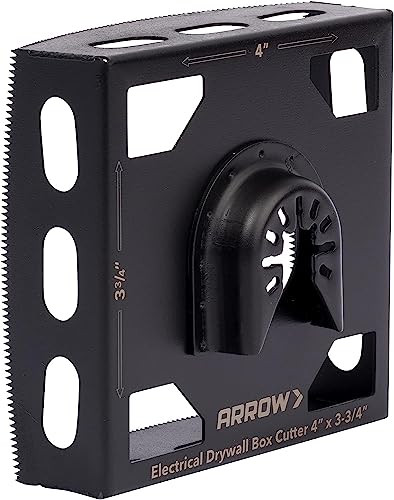 Arrow OSCGB2-1, 2 Gang Electrical Box Drywall Cutting Blade for Oscillating Tools, Universal, Fits Most Multitools, Includes Adapter, Makes 4” by 3-3/4” Hole