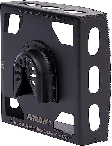 Arrow OSCGB2-1, 2 Gang Electrical Box Drywall Cutting Blade for Oscillating Tools, Universal, Fits Most Multitools, Includes Adapter, Makes 4” by 3-3/4” Hole