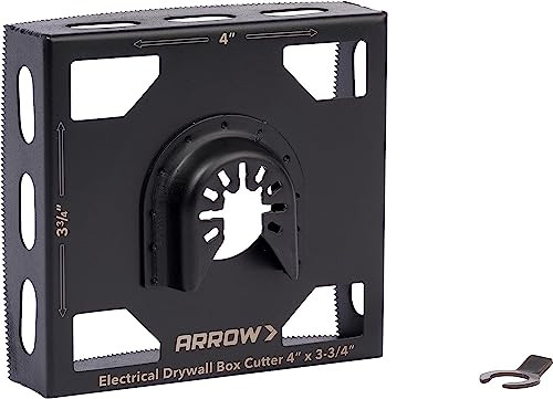 Arrow OSCGB2-1, 2 Gang Electrical Box Drywall Cutting Blade for Oscillating Tools, Universal, Fits Most Multitools, Includes Adapter, Makes 4” by 3-3/4” Hole