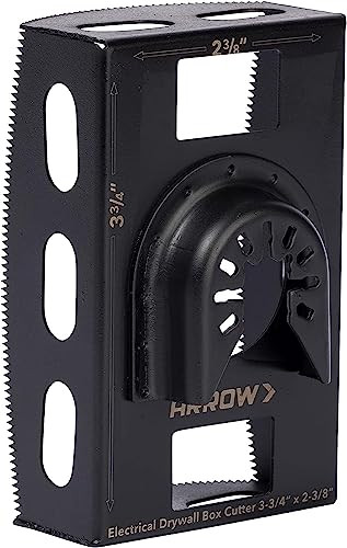 Arrow OSCGB1-1 1 Gang Electrical Box Drywall Cutting Blade for Oscillating Tools, Universal, Fits Most Multitools, Includes Adapter, Makes 2-7/8” by 3-3/4” Hole