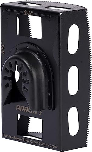 Arrow OSCGB1-1 1 Gang Electrical Box Drywall Cutting Blade for Oscillating Tools, Universal, Fits Most Multitools, Includes Adapter, Makes 2-7/8” by 3-3/4” Hole