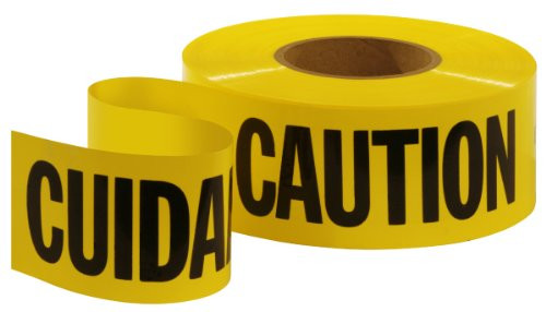 Empire 77-1002 Caution/Cuidado Tape, Yellow with Black Ink, 1000' x 3", Made in USA