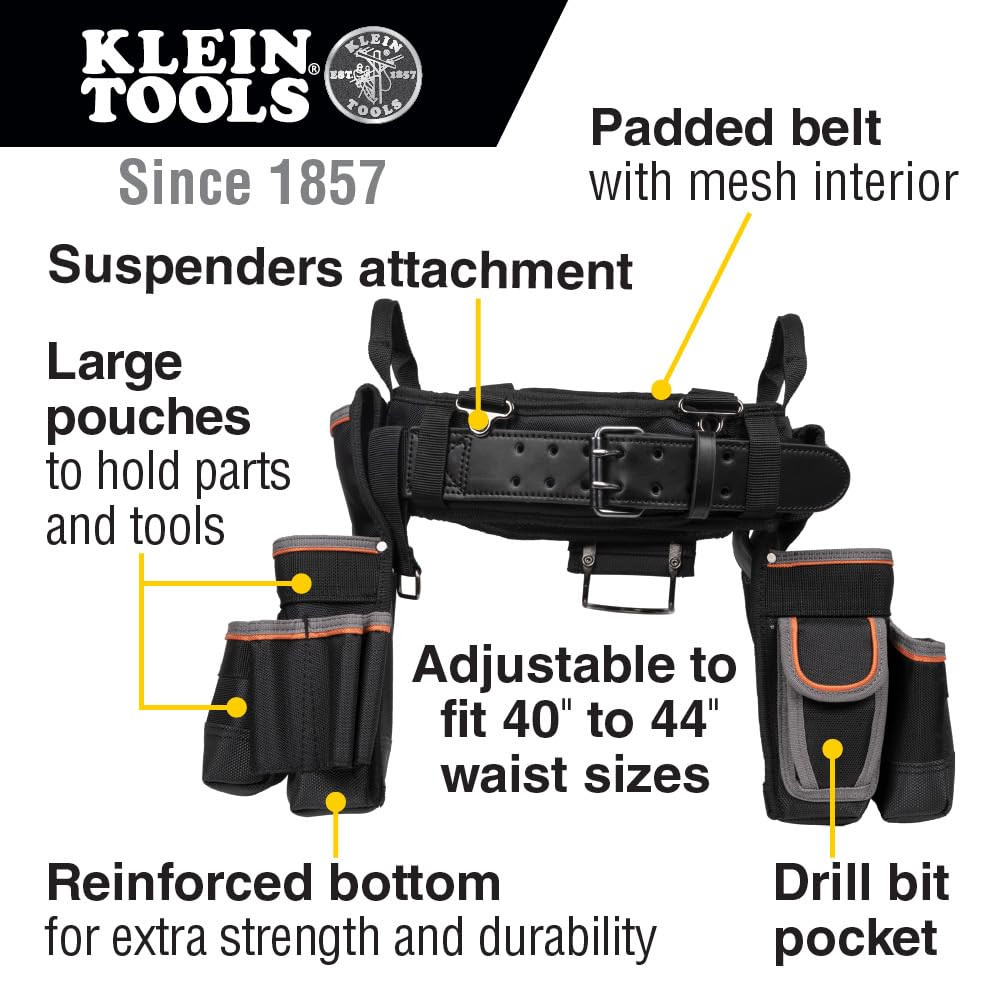 Klein Tools 55429 Tradesman Pro Organizer Electrician's Tool Belt, Size XL, 26 Pockets