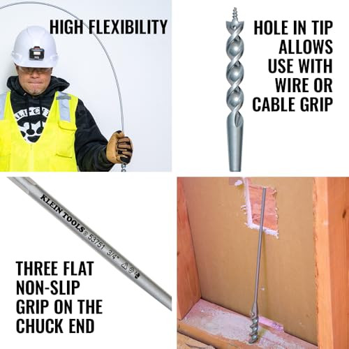Klein Tools 53717 Flex Bit with Screw Point, 3/8" x 72"