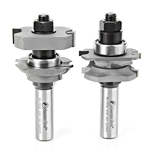 Amana Tool 55437 Carbide Tipped Adjustable Bead Instile and Rail System 1-5/8 Dia x 5/8