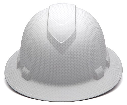 Pyramex HP54116 Ridgeline Full Brim Hard Hat 4 Point Ratchet, Matte White Graphite Pattern