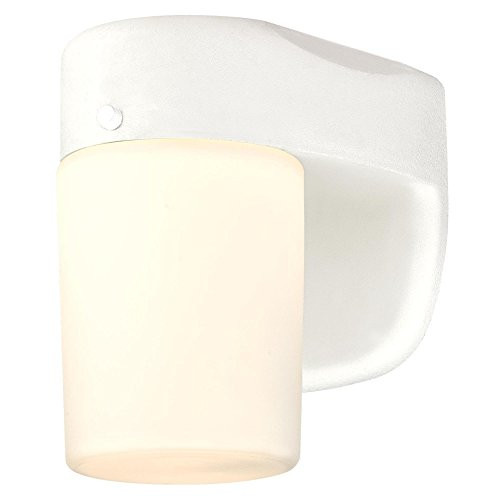 6106800 One-Light Dimmable LED Outdoor Wall Fixture with Dusk to Dawn Sensor, White Finish with Frosted Opal Glass