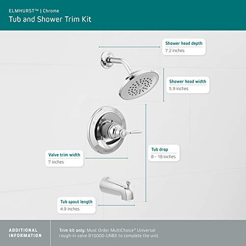 Peerless PTT14465 Elmhurst shower trim kit Tub & Shower, With Tub Spout, Chrome