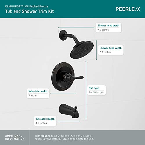 Peerless PTT14465-OB Elmhurst shower trim kit Tub & Shower, With Tub Spout, Oil Rubbed Bronze