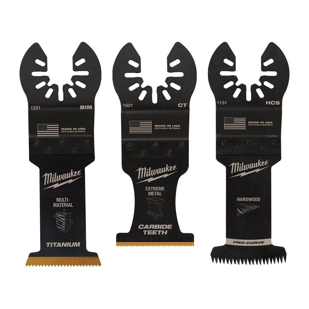 Milwaukee 49-10-9001 Universal Fit 3 Pack Multi-Tool Varity Pack Oscillating Blades