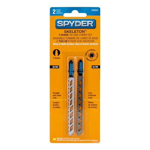 Spyder 10-Piece Multi-Material Jig Saw Blade Set, for Wood and Metal, CRV/HSS Bi-Metal Steel, T-Shank Compatible with All Major Brands (300090)