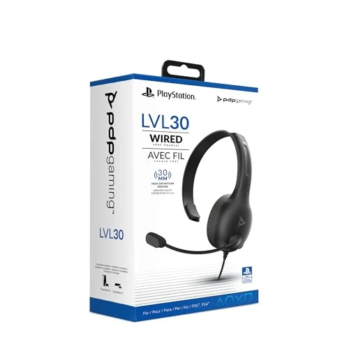 PDP LVL30 Wired Headset with Single-Sided One Ear Headphone for Playstation (PS4 / PS5) - PC, Mac Compatible - Noise-Cancelling Mic - Lightweight, Gaming, Great for School and Remote Work - Black