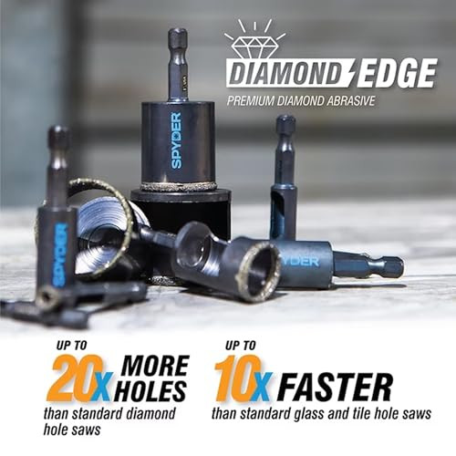 Spyder 3-Piece Diamond Arbored Hole Saw Bit Set (3/16, 1/4, 1/2-Inch) 600950