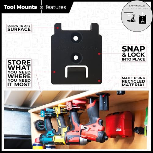 StealthMounts Tool Holder Compatible with DeWalt 20v/60v (4 Pack) - Yellow | StealthMounts Locking Tool Mounts | Made in The UK