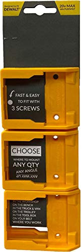 StealthMounts Battery Holder Compatible with DeWalt 20/60V Batteries (6 Pack) - Yellow Battery Mounts | Made in The UK