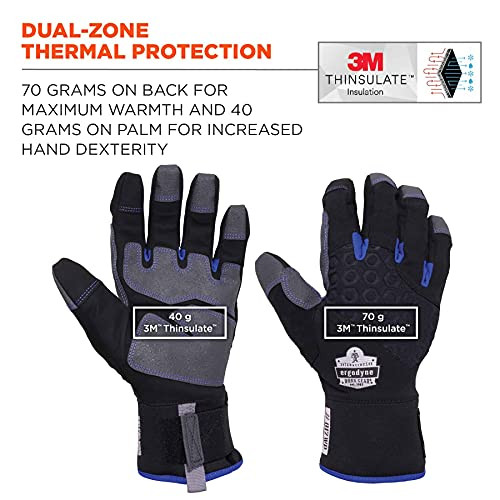 Ergodyne (Size 2XL) ProFlex 817WP Waterproof Work Gloves, Thermal Insulated, Touchscreen, Reinforced Palms,Black