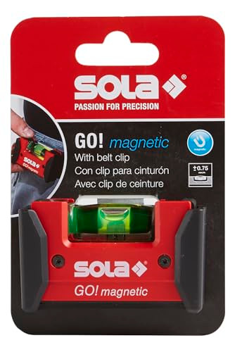 SOLA LSGOM GO! Magnetic Portable Level with Clip and 1 60% Magnified Vial, 3-Inch