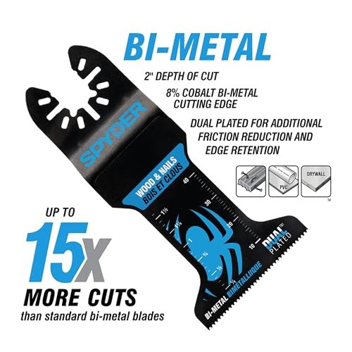 Spyder Oscillating Tool Blade, 1.75-Inch Width x 2-Inch Bi-Metal Wood and Nail Cutting Blade (70005-0)