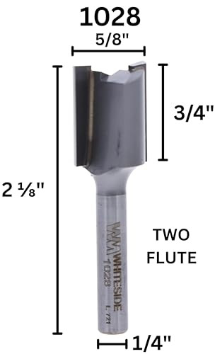 Whiteside Router Bits 1028 Straight Bit with 5/8-Inch Cutting Diameter and 3/4-Inch Cutting Length