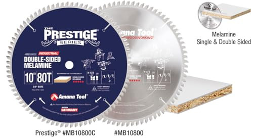 Amana Tool MB10800C Carbide Tipped Double-Face Melamine 10 Inch D x 80T H-ATB, -6 Deg, 5/8 Bore Circular Saw Blade