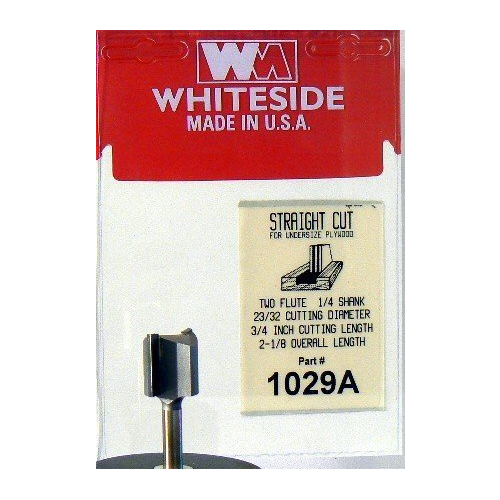 Whiteside Router Bits 1029A Straight Bit with 23/32-Inch Cutting Diameter and 3/4-Inch Cutting Length