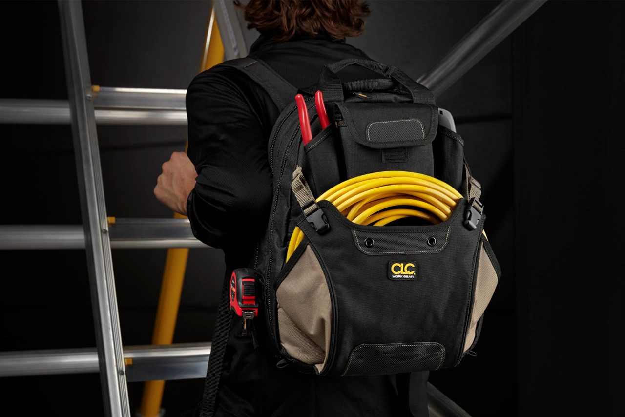 CLC Work Gear 1134 Carpenter's Tool Backpack, 44 Pockets, Padded Back Support, Black
