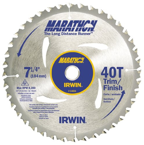 Irwin 14031 Marathon 7-1/4-Inch 40 Tooth ATB Finishing Saw Blade with 5/8-Inc...