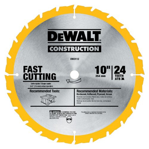 DEWALT DW3112 Series 20 10-Inch 24 Tooth ATB Thin Kerf Saw Blade with 5/8-Inc...