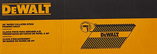 DEWALT Framing Nails (2500 COUNT), Paper Tape, 30-Degree, Smooth Shank, Bright Finish, Off-Set Round Head, 3-Inch x .120-Inch (DPT-10D120FH)