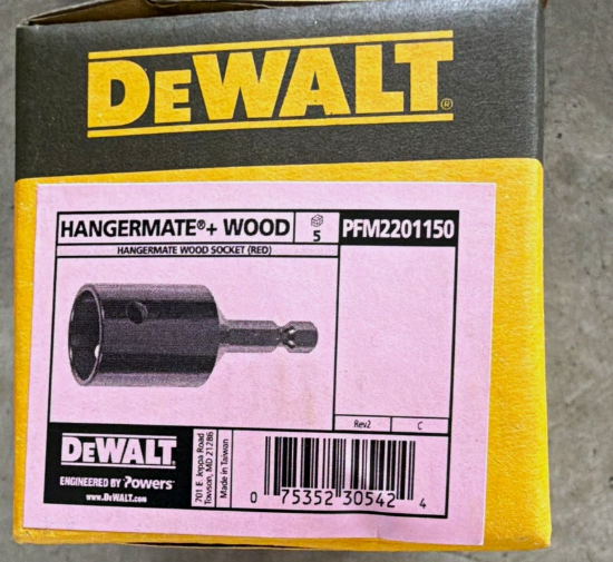 DEWALT (BOX 0F 5) Hangermate+ Wood Wood Socket, Steel Black Oxide Hex Closed PFM2201150