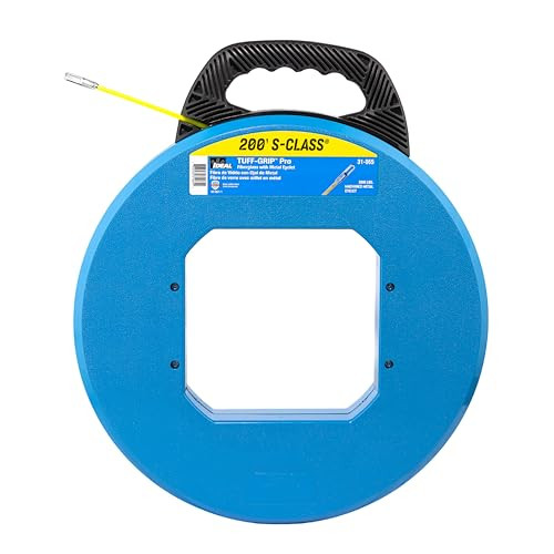 Ideal Electrical (31-065) S-Class Fiberglass Fish Tape 3/16 in. x 200 ft., Non-Conductive Fishing Tape with 12 in. Metal Eyelet, Tuff-Grip Pro Case