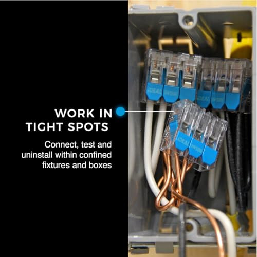 Ideal Electrical in-Sure Lever Wire Connector,12 AWG, 5-Port(30-10L25), Box of 75—Compact Releasable Connectors for Solid and Stranded Wire
