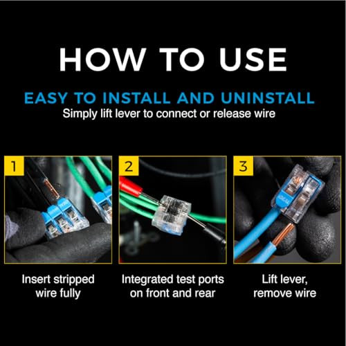 Ideal Electrical in-Sure Lever Wire Connector,12 AWG, 5-Port(30-10L25), Box of 75—Compact Releasable Connectors for Solid and Stranded Wire