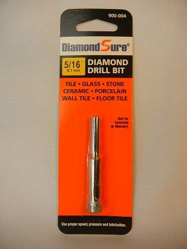 DiamondSure Diamond Drill Bit Hole Saw for Glass and Tile, 5/16", 8.1mm