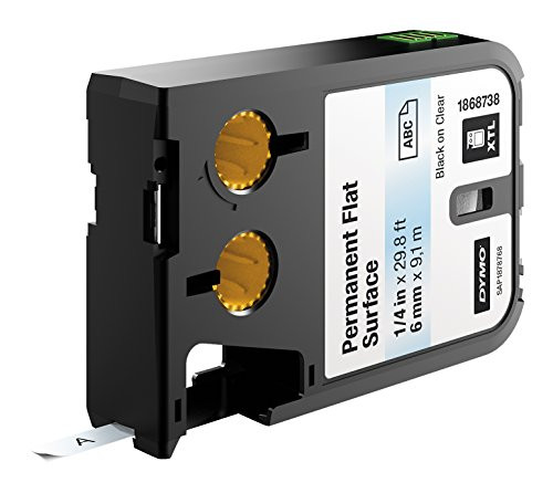 DYMO Permanent Flat Surface Labels for DYMO XTL Label Makers, Black on Clear, 1/4", 1 Roll (1868738)