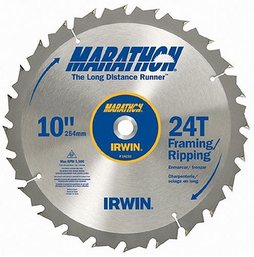 IRWIN Tools MARATHON Carbide Table / Miter Circular Blade, 10-Inch, 24T (14233)