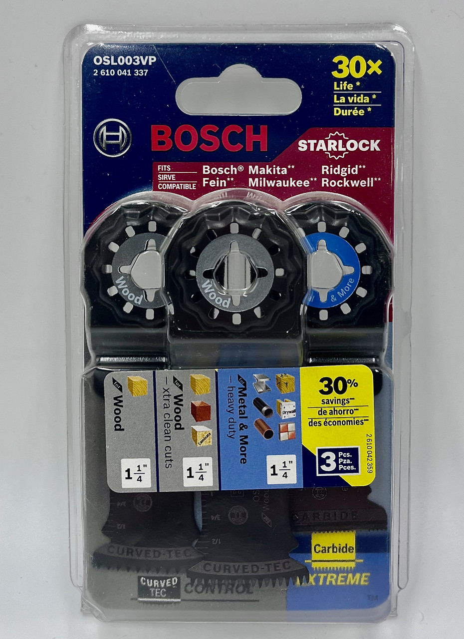 Bosch OSL003VP Three-Piece Starlock Oscillating Multi Tool 1-1/4-Inch Plunge Cutting Variety Pack