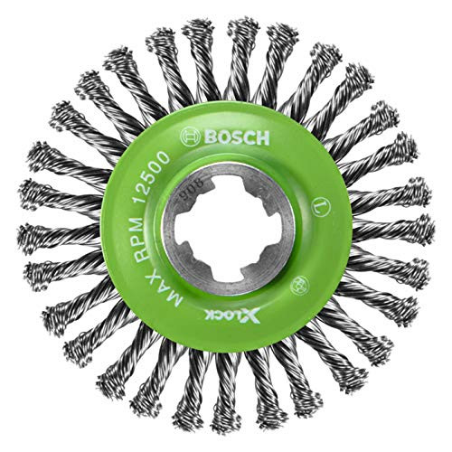 Bosch WBX409 Wire Wheel, 4-1/2" Wheel, X-LOCK Arbor, Stainless Steel, Stringer Bead Knotted