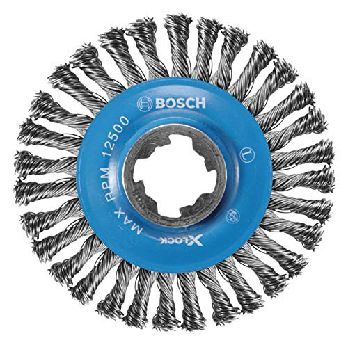 Bosch WBX408 Wire Wheel, 4-1/2" Wheel, X-LOCK Arbor, Carbon Steel, Stringer Bead Knotted