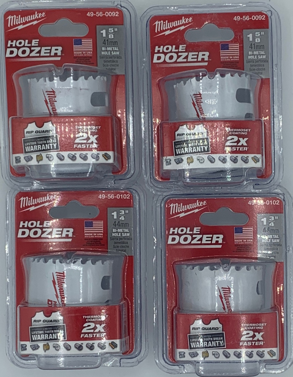 Milwaukee 49-56-0092 1-5/8-Inch Hole Dozer Bi-Metal Hole Saw - 4 Pack