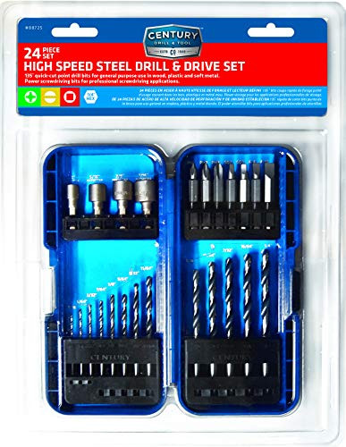 Century Drill & Tool 88725 High Speed Steel Drill Bit Set, 24-Piece
