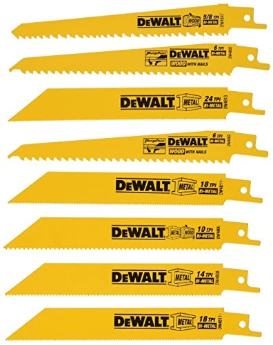 DeWalt DW4858 Bi-Metal Reciprocating Saw Blade Set, 8-Piece