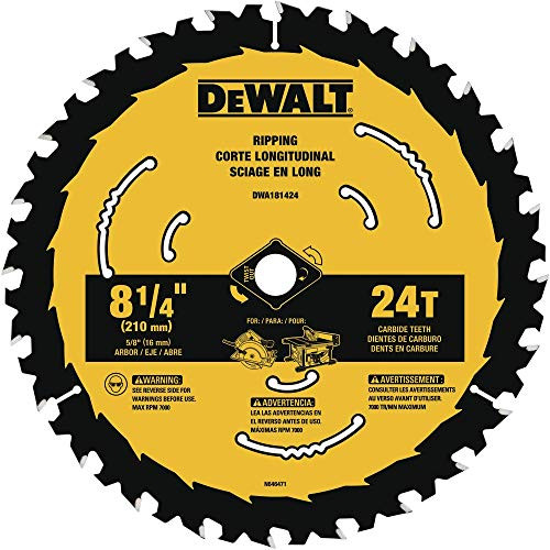 DeWalt DWA181424 Ripping 24-Tooth Circular Saw Blade, 8-1/4"