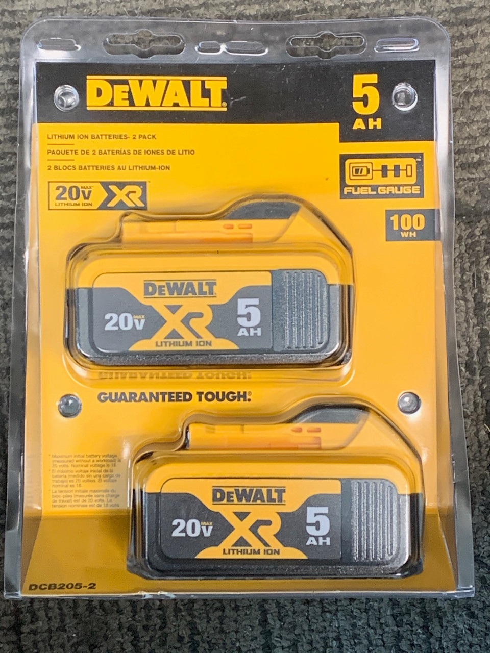 DEWALT 20V MAX XR 20V Battery, 5.0-Ah, 2-Pack (DCB205-2)