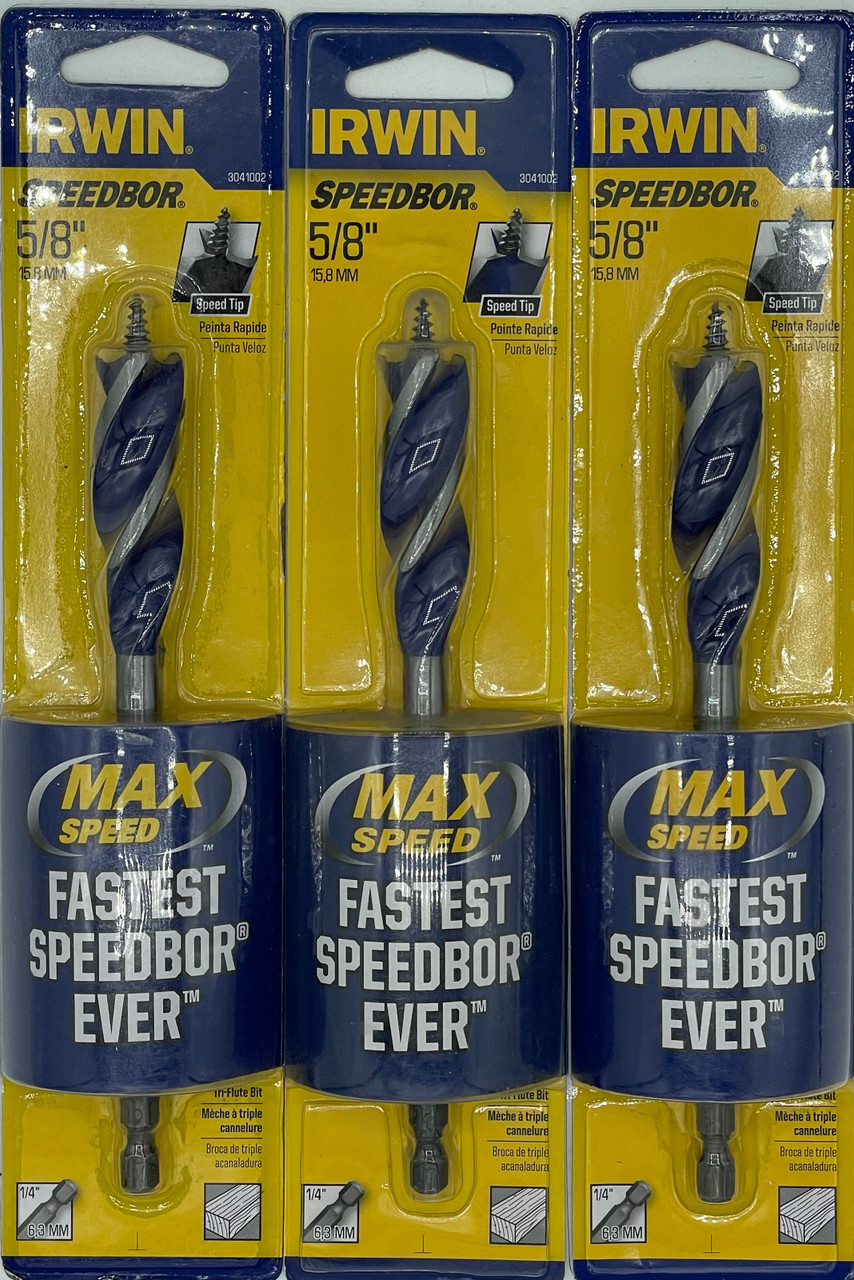 Irwin 3041002 Speedbor Max 5/8-Inch by 6-Inch Self-Feeding Spade Bit, 3 Pack