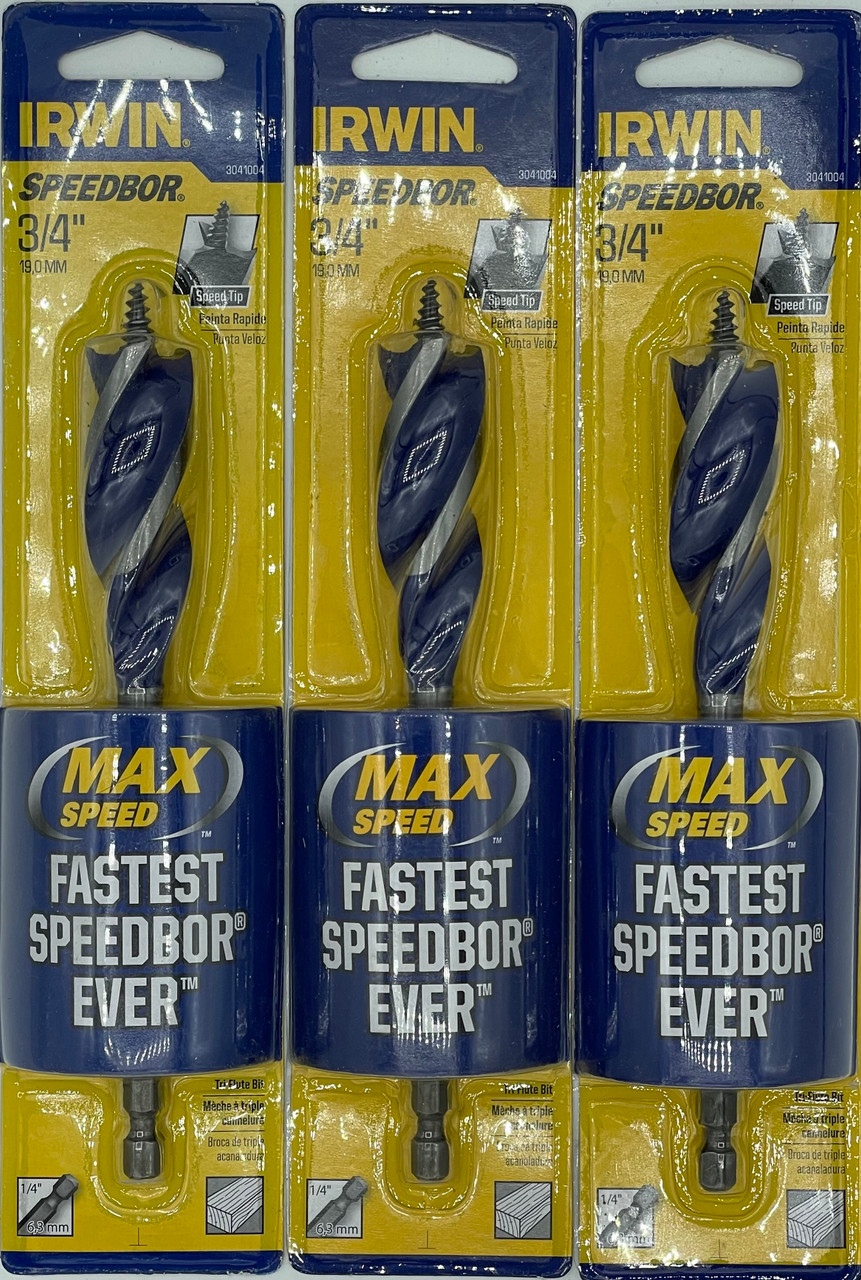 IRWIN SPEEDBOR Drill Bit, Self Feeding, Spade, 3/4-Inch x 6-Inch (3041004), 3 Pack