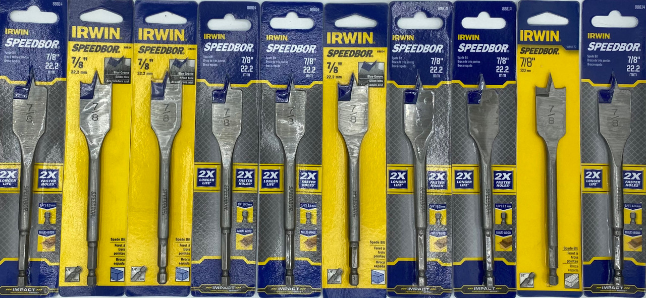 Irwin 7/8 x 6 inch Speedbor Blue-Groove Spade Bit (88814) - 10 pcs