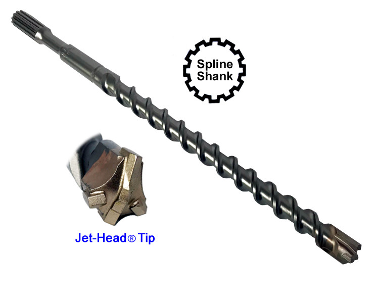 Driltec 7/8" x 15-1/2" x 22" Jet-Head Spline Shank Bit